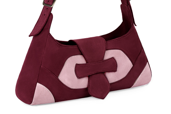 French elegance and refinement for this burgundy red and carnation pink medium dress handbag, 
                available in many subtle leather and colour combinations. This charming, highly original and singular bag is 
sure to express your unique personality.
It's spacious without being too small or too big.
Its many interior pockets will help you organise your storage. 
                Matching pumps, strap shoes and sandals.    
                You can customize this handbag to perfectly match your tastes or needs, and have a unique model.  
                Choice of leathers and colours. 
                Wide range of materials and shades carefully chosen.